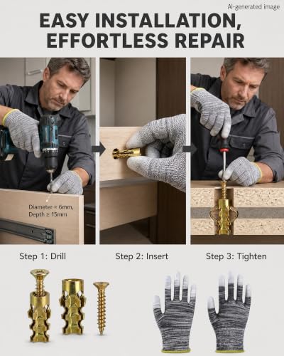 6×14mm Short Expansion Screw Set, 100Pcs Door Hinge Thread Repair Screws
