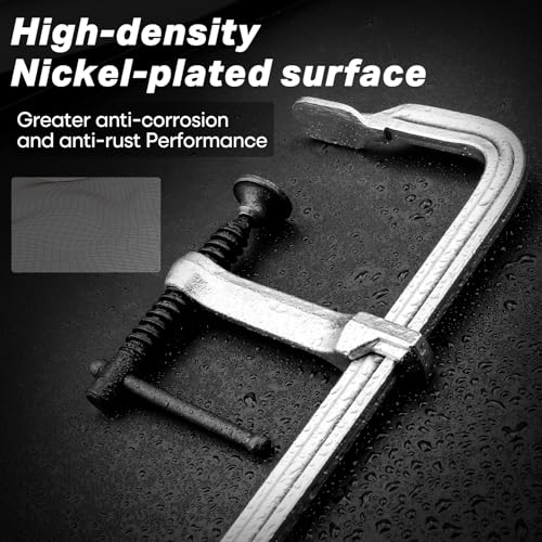 SHALL 12 In Heavy-duty Bar Clamps, 4-Pack Drop Forged Steel Welding F Clamps, All-Steel Thick Rail Wood Clamps with 1200Lbs Load Limit for Woodworking, Welding, Metal Working | 4-3/4" Throat