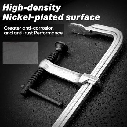 SHALL 12 In Heavy-duty Bar Clamps, 4-Pack Drop Forged Steel Welding F Clamps, All-Steel Thick Rail Wood Clamps with 1200Lbs Load Limit for Woodworking, Welding, Metal Working | 4-3/4" Throat