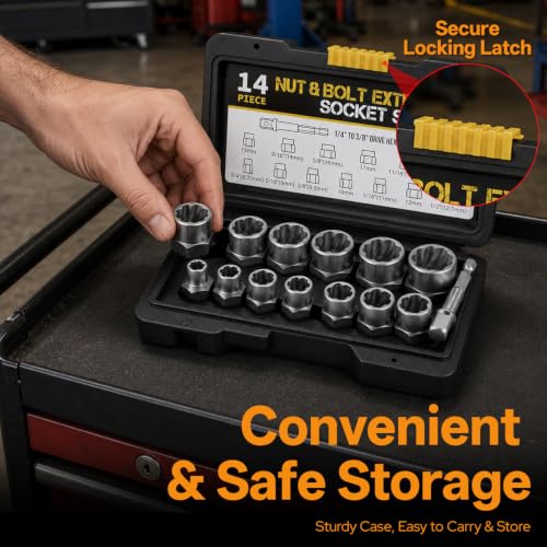 FYKIKTA14PCS Bolt Extractor Kit, 3/8" Drive Bolt & Nut Remover Set