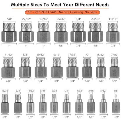 XEWEA 25Pcs Screw Bolt Extractor Set, Multi-Spline Easy Out Kit - color: 25pcs