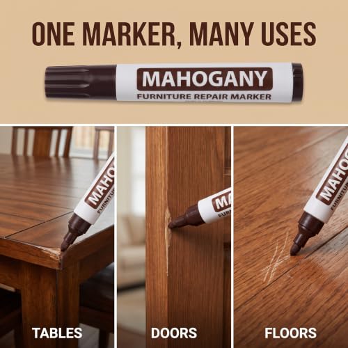 GANPUB Brown Furniture Repair Wood Cabinet Floor Touch Up Markers Scratch Filler Remover - Mahogany,Wood Polish and Care