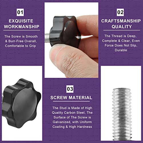 M8 x 20mm Thread Star Knob, 2Pcs - size: M8 x 20mm, style: Hexagonal Handle