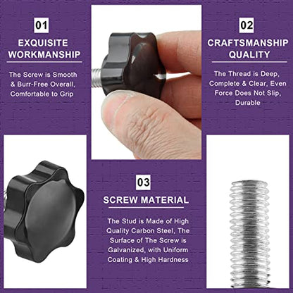 M8 x 20mm Thread Star Knob, 2Pcs - size: M8 x 20mm, style: Hexagonal Handle