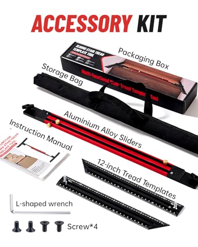Stair Tread Template Tool for Stairs Shelves Projects - color: Red and Black