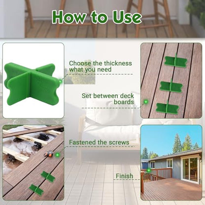 4 Pcs Deck Spacer Green for Pressure Treated Composite Decking - color: Green, size: 4