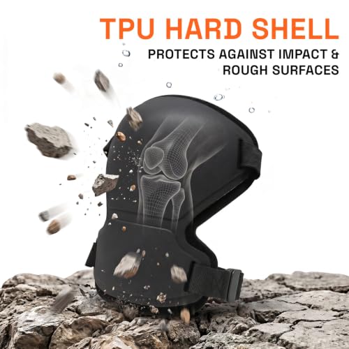GRITR Knee Pads - Heavy Duty Knee Protectors, Improved, Black - color: Black