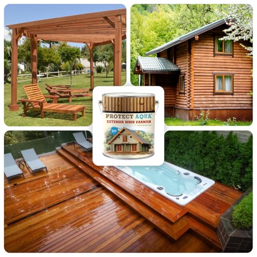 Protect Aqua Exterior Wood Stain and Sealer, 1.3 Gallon Water-Based Outdoor Wood Protection with UV & Water Resistance for Decks, Pergolas, Fences & Siding (Green)(Jade) - color: Jade