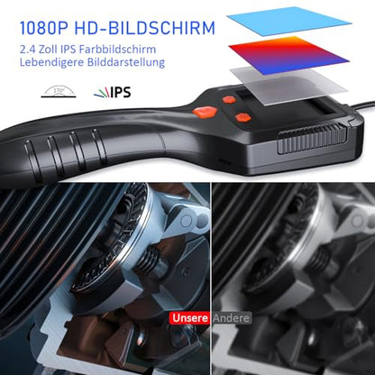 Daxiongmao Endoscope Camera with Light, 1080P HD Borescope - color: Black