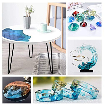 Epoxy Resin Crystal Clear Kit for Art, Jewelry, Crafts, Coating- 16 OZ Including 8OZ Resin and 8OZ Hardener | Bonus 4 pcs Measuring Cups, 3pcs Sticks, 1 Pair Rubber Gloves by Puduo (Pack of 2) - size: 32 fl oz (Pack of 2)