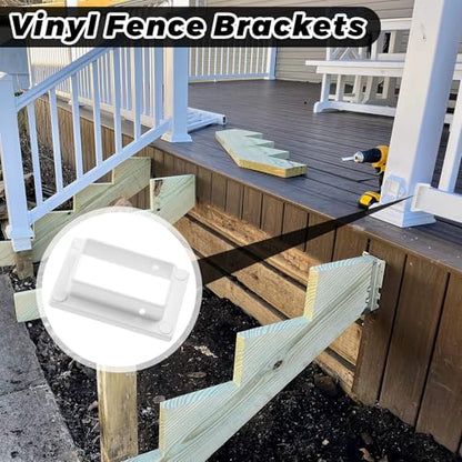Sasylvia 8 Pcs 2" x 3.5" White Vinyl Fence Brackets, Slotted Handrail Bracket Kit with Screws for Deck Railing, Vinyl Fencing Panel to Post Connection, Mount to Wall Vertical Flat Surface