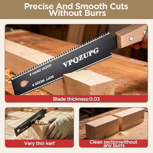 2 Pack Japanese Saw 6 Inch, 17/11 TPI Pull Saw for Woodworking Tools