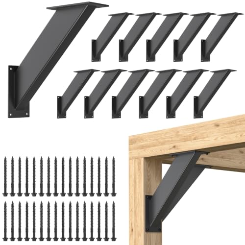 12PCS 45-Degree Angle Support Bracket, Heavy Duty Pergola Connector Kit - size: 4"x4" 12pcs