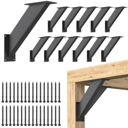 12PCS 45-Degree Angle Support Bracket, Heavy Duty Pergola Connector Kit - size: 4"x4" 12pcs