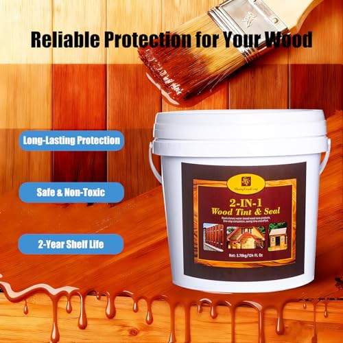 Light Natural Oak Advanced 5 Gallon Wood Sealant & Finish | Enhances Wood Grain | Flexible, Crack-Resistant Coat for Inside/Outside Terrace and Fence,Planting Boxes,Non-Toxic - color: Light Natural Oak, size: 5 Gallon