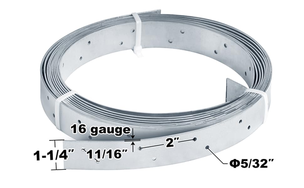 19.6' Metal Perforated Strap with Hole, 1-1/4" Width Coiled Strapping