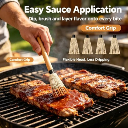 YFWOOD 18 Inch BBQ Mop Sauce Brushes Basting Brush Evenly Sauce Mop - color: BBQ Mop Brush