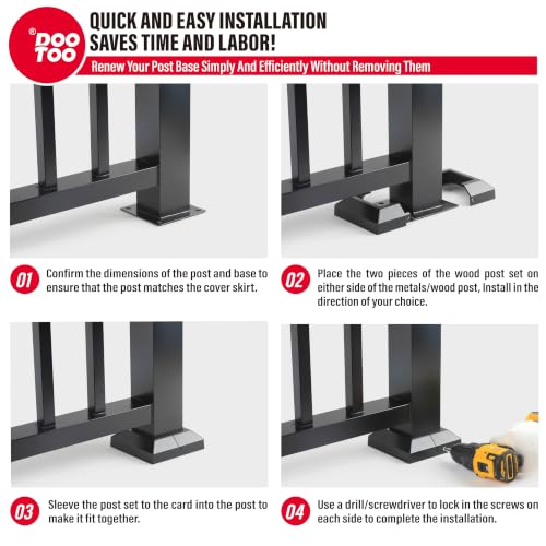 Deck Post Base Covers, Aluminum Post Cover 3"x3", Split Post Base Trim Skirt for Deck railings, Patios (Black-4pcs) - color: Black, size: 3in