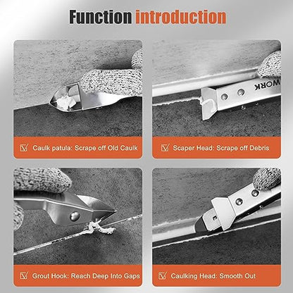 Matework Complete Caulking Tool Kit, 4 in 1 Stainless Steel Caulk Remover - color: Silver