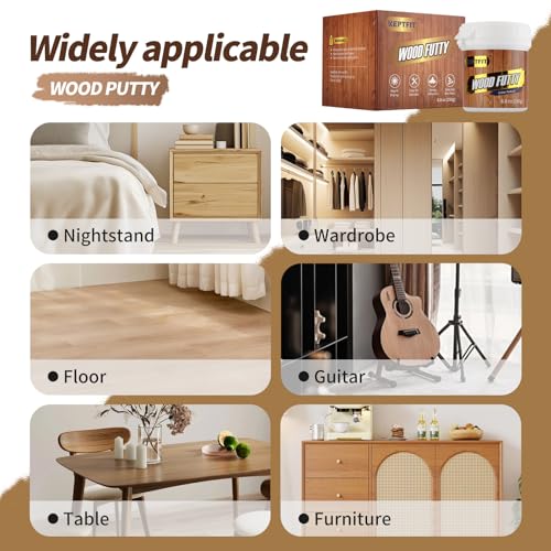 Natual Wood Filler - 9.87oz Paintable & Stainable Wood Repair Putty for Furniture - Quick Repair for Broken & Defective Wood (Natural) - color: Natural