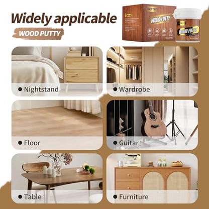 Natual Wood Filler - 9.87oz Paintable & Stainable Wood Repair Putty for Furniture - Quick Repair for Broken & Defective Wood (Natural) - color: Natural