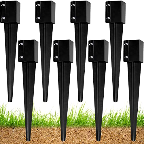24" x4x4 Heavy Duty Fence Post Anchor Ground Spike, Black, 8-Pack,S1 - color: 8 Pack, size: 24''x4''x4'' Style A
