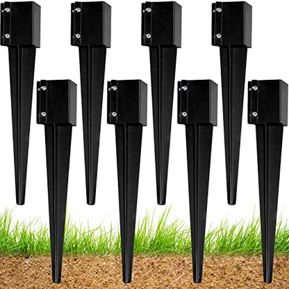 24" x4x4 Heavy Duty Fence Post Anchor Ground Spike, Black, 8-Pack,S1 - color: 8 Pack, size: 24''x4''x4'' Style A