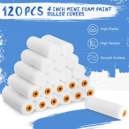Nuogo 120 Pcs 4 Inch Foam Paint Roller Refills Mini High Density Roller - size: 4 Inch (Pack of 2)