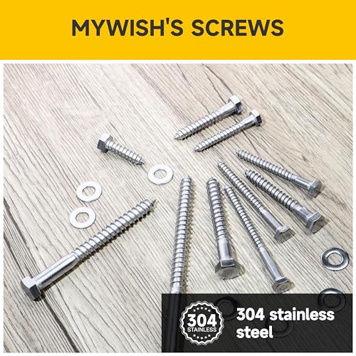 Mywish (8Sets) 1/2" x 3" Hex Head Lag Bolts, Heavy Duty Lag Screws with Washers, 304 Stainless Steel Bolts 18-8, Lag Screws Wood Screws, Partial Thread Bright Finish, 1/2 Bolt - size: 1/2 x 3" (8 set)