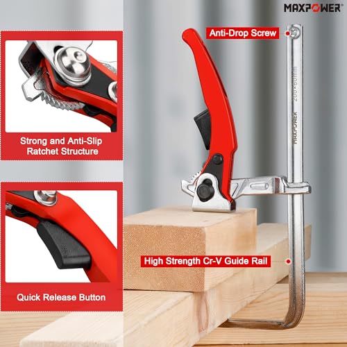 MAXPOWER Ratcheting Table Clamp, 7 7/8" Capacity, 530 LBS, Quick Release - size: 7 ⁷/₈" Ratcheting