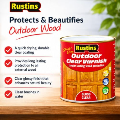 Rustins Quick Dry Outdoor Clear Varnish 500 ml Gloss