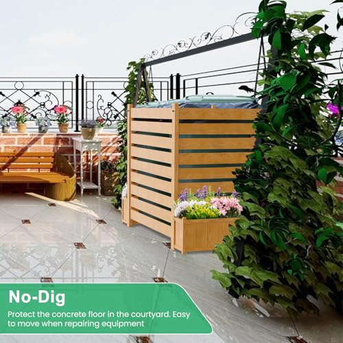 DoCred Air Conditioner Fence, Wood Decorative Fences with Planter Box