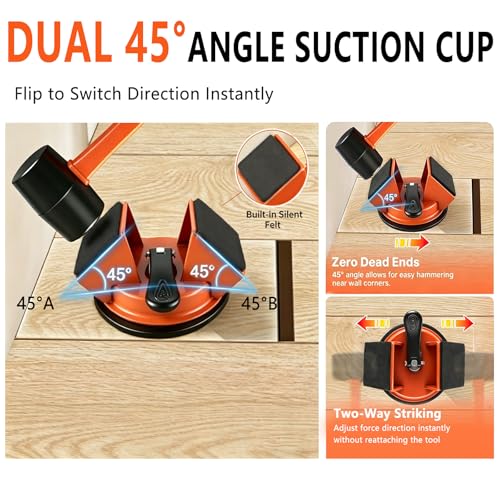 Floor Gap Fixer Tool Dual 45°Striking Surface &Heavy Duty Suction Cup - Plank Grabber for Laminate, Vinyl, LVP & Wood Floors