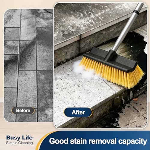 Yocada Deck Brush with 4-Section Extendable Handle Floor Scrub Brush