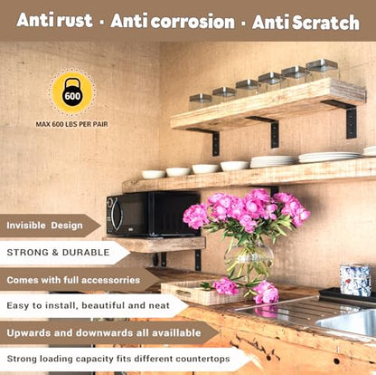 Countertop Support Bracket 16 Inch 4 Pack Countertop Bracket for Granite 3/8" Thick 16"x6"x2.5" Heavy Duty L Brackets Shelf Brackets Metal Corbels for Quartz/Granite/Wood/Concret/ Laminate Countertops - size: 16 Inch, style: black-4 pack