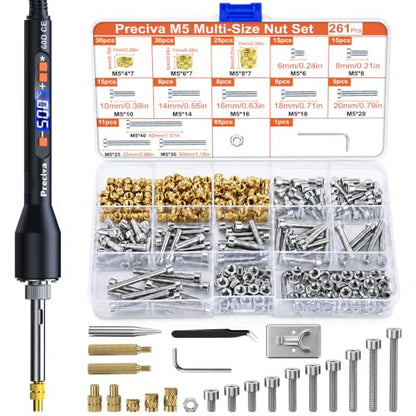 Preciva Heat Set Insert Tool, M5 Threaded Inserts Screw Kit for 3D Printing - size: M5