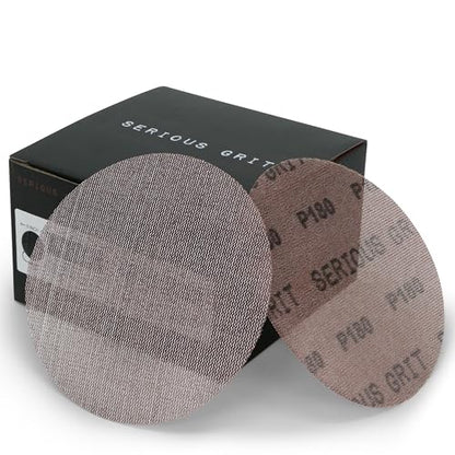 Serious Grit - 5-Inch P180 Grit Ceramic Mesh Sanding Discs - 50 Pack - style: 180 Grit