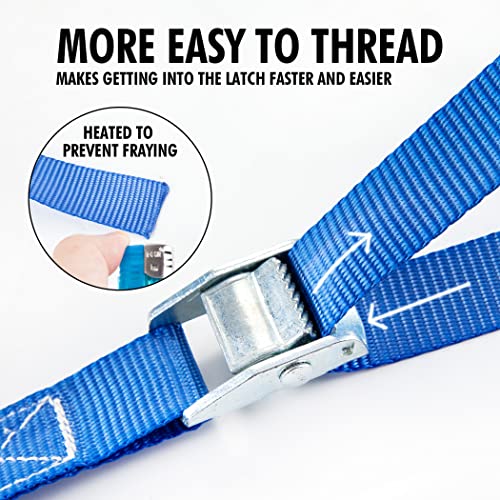 Cartman 1" x 12 ft Lashing Straps, 6 Pack, 600 lb Break Strength, Blue - color: Blue, size: 6 PK
