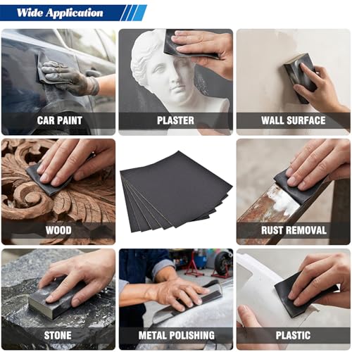 10-Sheets 1000 Grit Sandpaper, 9 x 11 Inch Wet Dry Sand Paper Assortment Pack, Silicon Carbide Abrasive Sanding Sheets for Automotive Car Paint Metal Wood Furniture Crafts Polishing - size: 9x11 inch, style: 1000Grit 10 Pcs