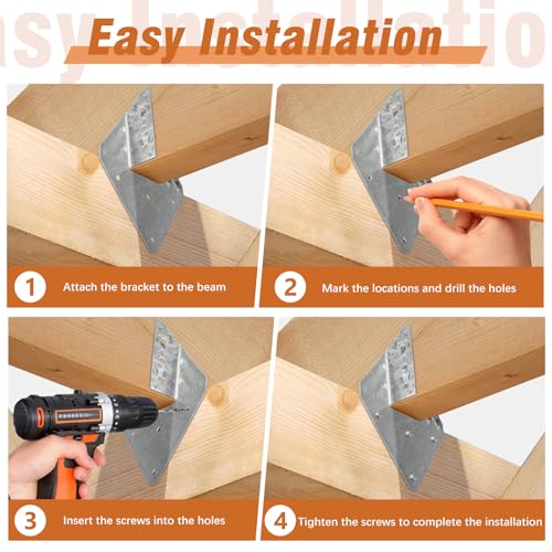 70 Pack 16-Gauge Hurricane Ties for Rafter, Heavy Duty Hurricane Straps, Robust Hot Dip Galvanized Rafter Ties Brackets, Joist Hangers for 2X Deck Joists