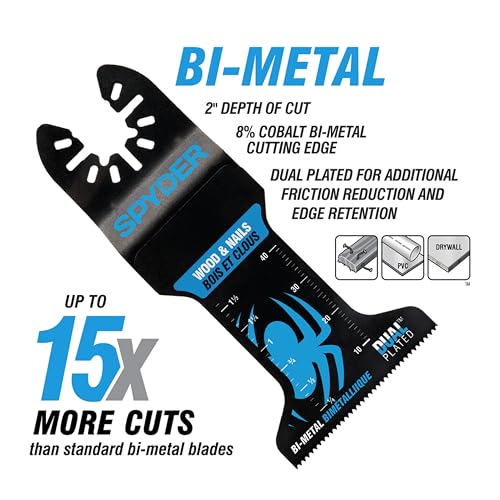 Spyder Oscillating Tool Blade, 2.5-Inch Width x 2-Inch Bi-Metal Wood and Nail Cutting Blade (70006) - size: 2 x 2.5 inch (1-Pack), style: Bi-metal Wood and Nail Cutting