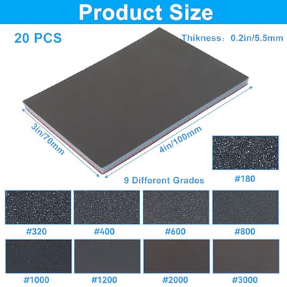 20Pcs 1200 Grit Sanding Sponge Set - style: 1200 Grit-20 Pcs
