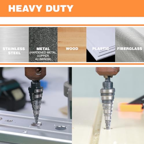 1/2" 7/8" 1-3/8" M2 Step Drill Bit Unibit Set for Hole Drilling - size: Set (1/2", 7/8" & 1-3/8") (Straight)