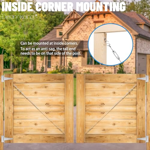 Anti Sag Gate Support Cable Frame Kit for Wooden Fence, White, 1 Pack - color: Sliver