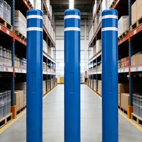 OrangeStar Bollard Cover 4" x 46" Blue with 2 Reflective Collars - color: Blue, size: 4"x46"