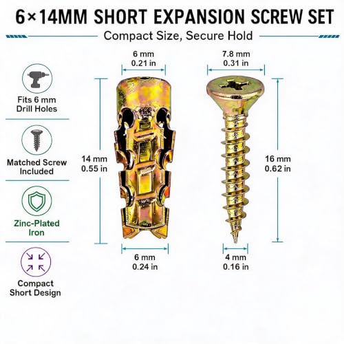 100 Pcs Hinge Repair Screw Set with Anchor Kit & Box