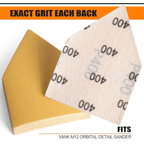 POLIWELL Orbital Triangle Sanding Sheets 50PCS 90x65mm Hook & Loop - style: 400 Girt