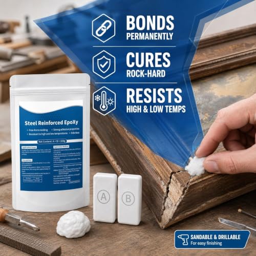 2-Pack Steel-Reinforced Epoxy Putty, Multi-Surface Crack/Hole Filler