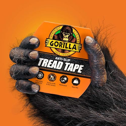 GORILLA Anti-Slip Tread Tape, 2" x 10' Roll, Black - size: 1 - Pack