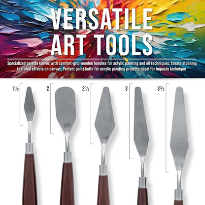 U.S. Art Supply 5-Piece Stainless Steel Palette Knife Set